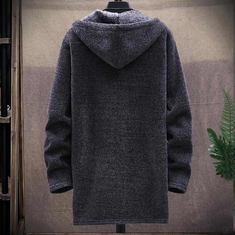 Suéteres de los hombres abrigo otoño invierno cálido cremallera larga cardigan suéteres casual prendas de punto suéter