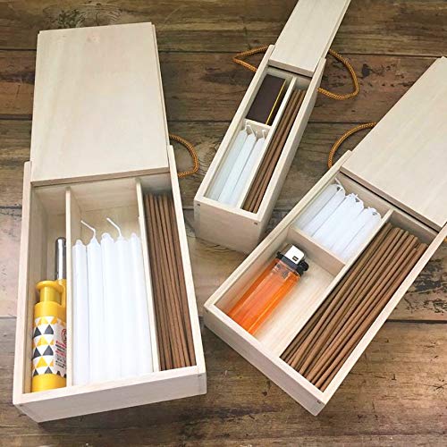 Senito Shuin Miyashi røkelse paulownia boks etui for 3 varer M størrelse (røkelsespinner, stearinlys, lightere)
