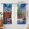 2pcs,2D Plane Printing Curtains Roller Blinds Christmas Village Aurora Sleigh_a Polyester Fabric (without Rod) Versatile All Use