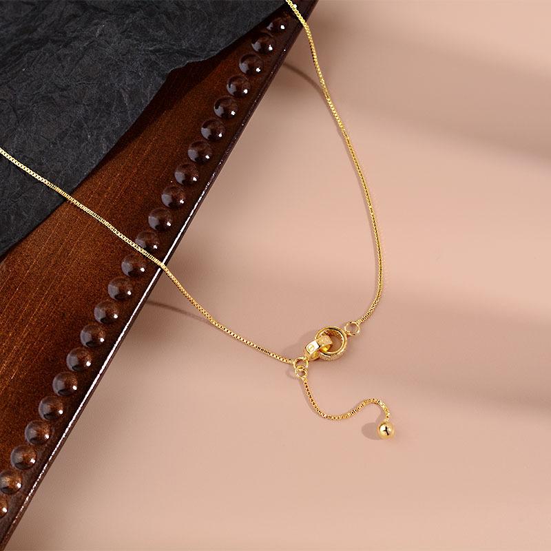 Niche Design Round Bead Flash Diamond Double Ring Necklace Women S Light Luxury French Exquisite Collarbone Chain