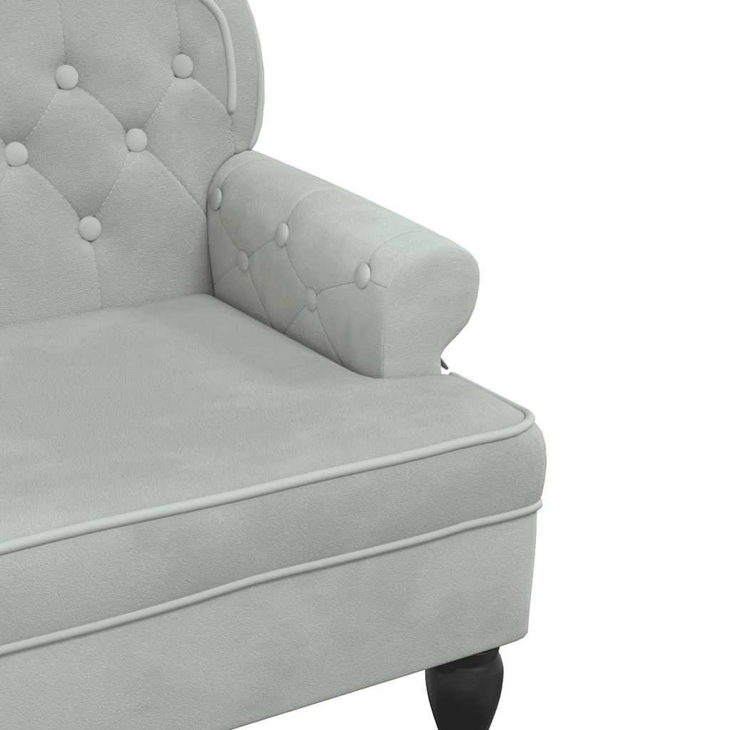 Bench with Backrest Light Grey 119.5 X 64.5 X 75 Cm Velvet