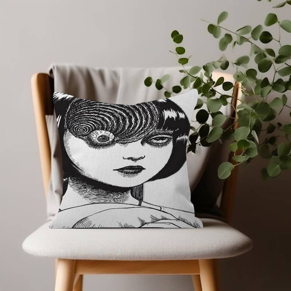 Anime Junji ItoI TomieT Horror Comics Cushion Cover Car Throw Pillow Case For Sofa Car Christmas Gift