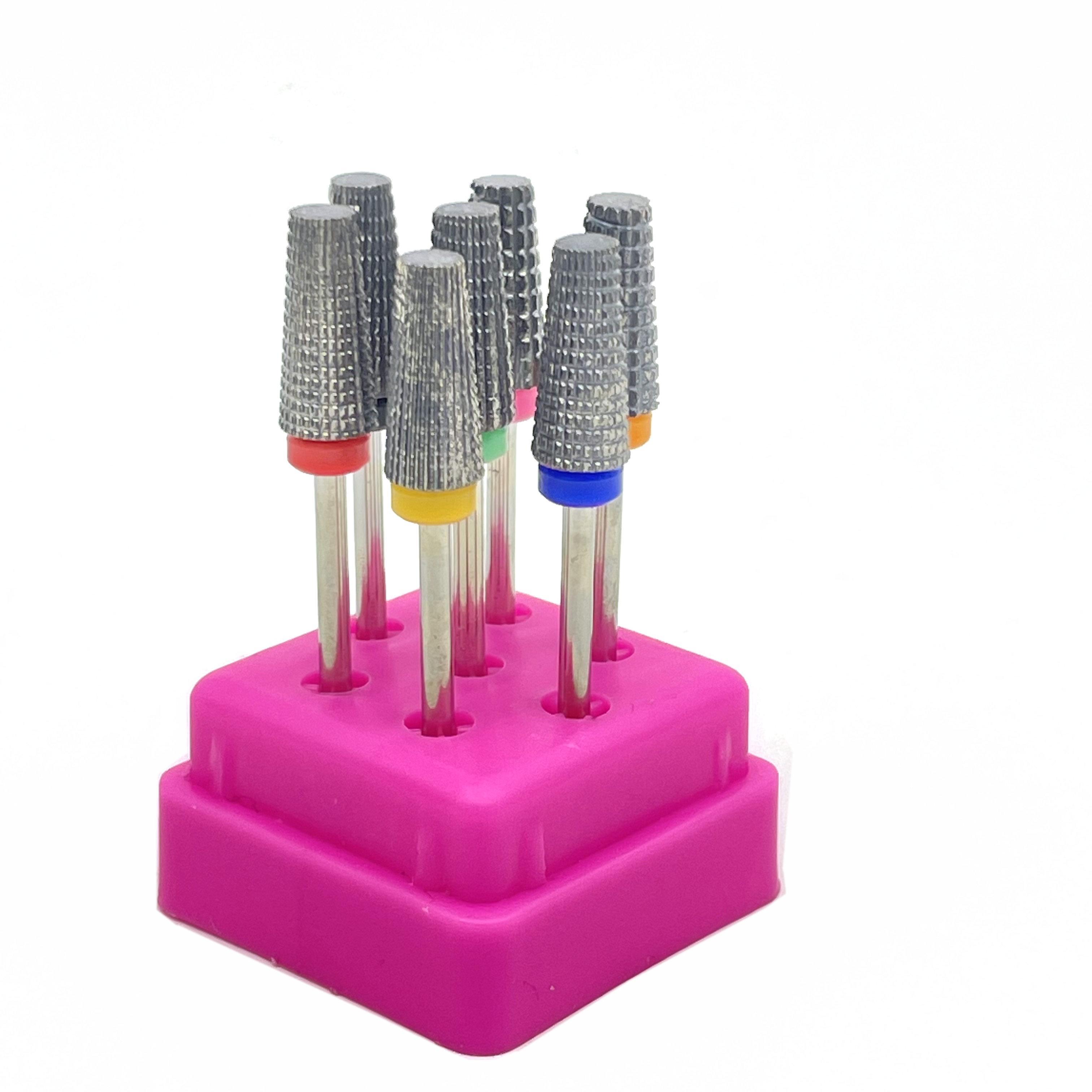 

Набор сверл для ногтей, 7 шт., в коробке, Радужный карбид вольфрама/керамика, аксессуары для маникюрных машин, фреза, электрическая пилочка для ногтей P7-7