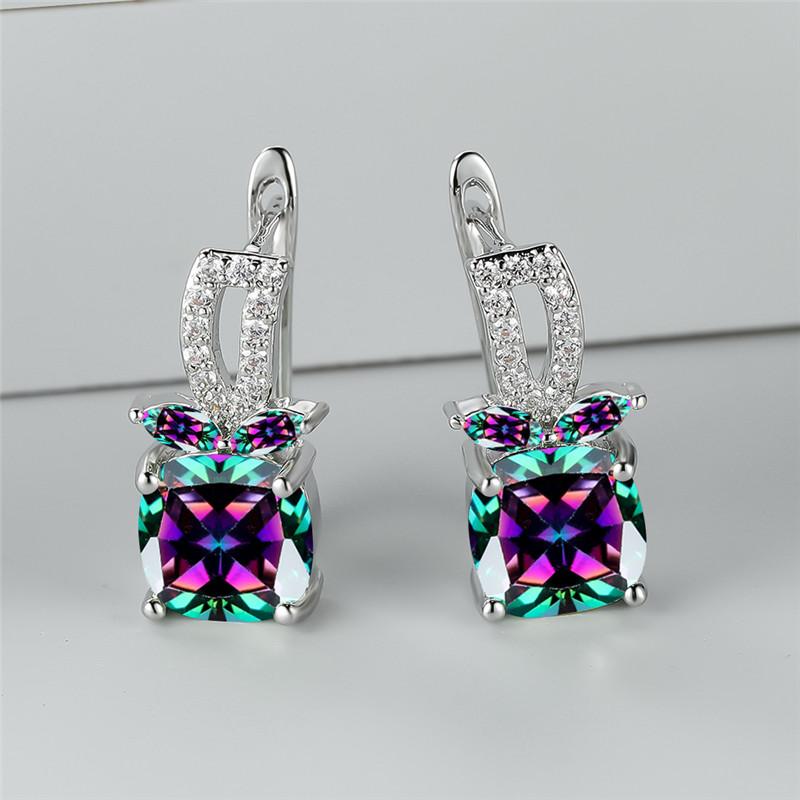 

Модные белые квадратные серьги с кубическим цирконием, женские милые серьги-кольца с фруктами, модные серебряные украшения для женщин, аксессуар разноцветный