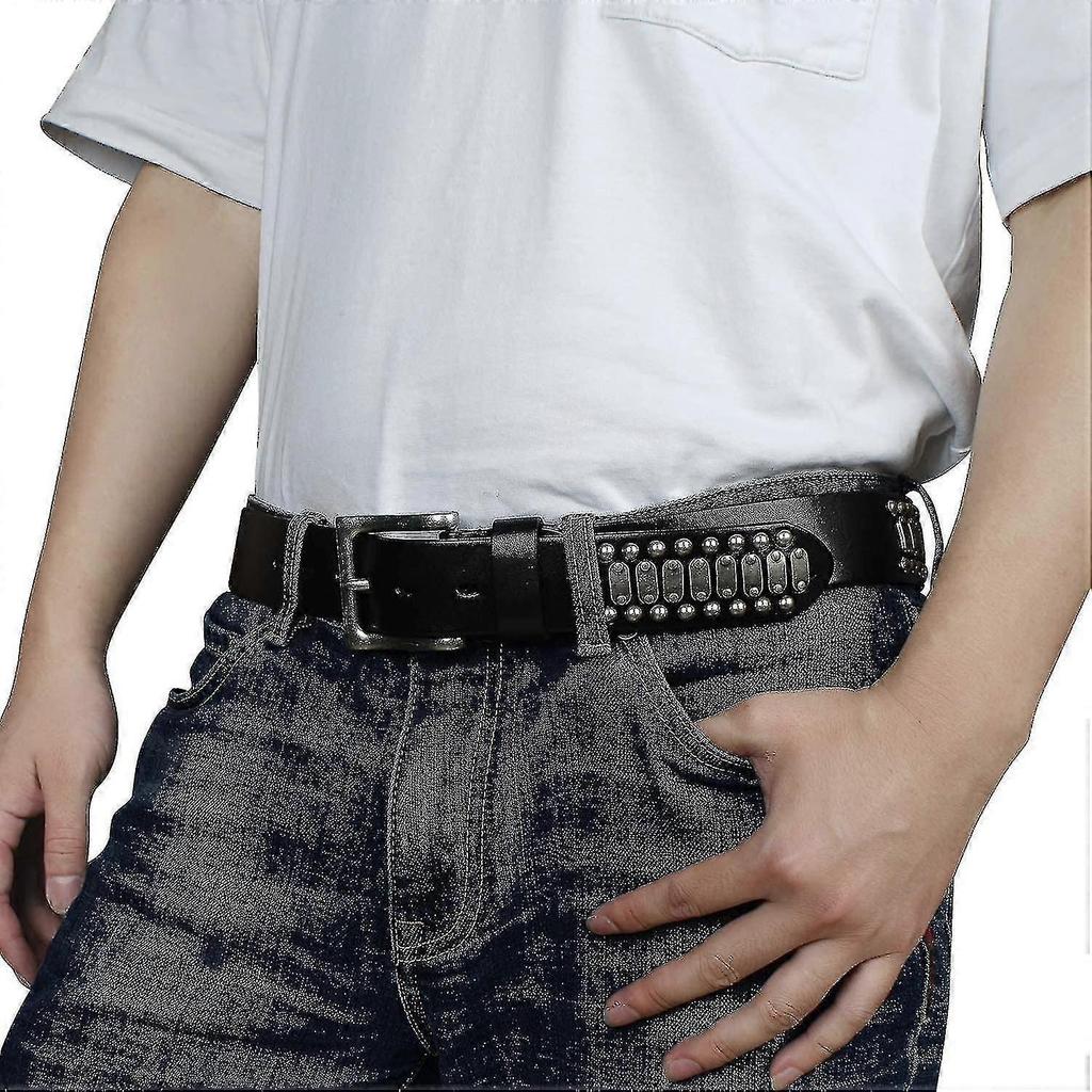 Stijlvolle Heren Casual Riemen van Italiaans Koeienleer met Studs Voor Jeans Punk Rock Klinknagels Riem Met Gesp Voor Mannen