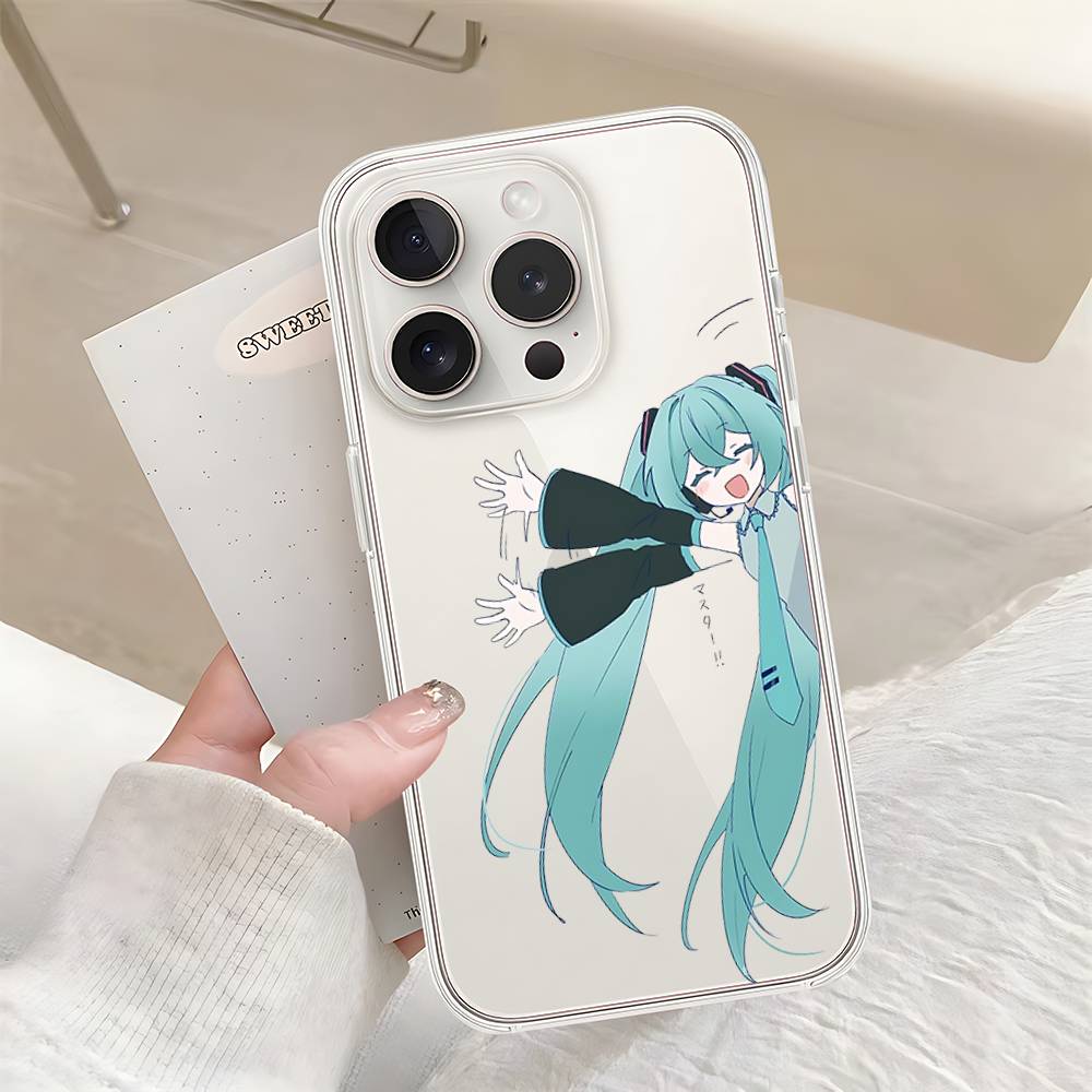 Kawaii H-Hatsune Miku-S Phone Case For Iphone17 16 15 11 13 14 Pro Max 7 8 Plus X Xr Xs Max Se2020 12mini Transparent Cov
