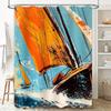 Colorful Sailboat Shower Curtainartistic Bath Decor For Your Home Waterproof Fabric Material With Hooks Included