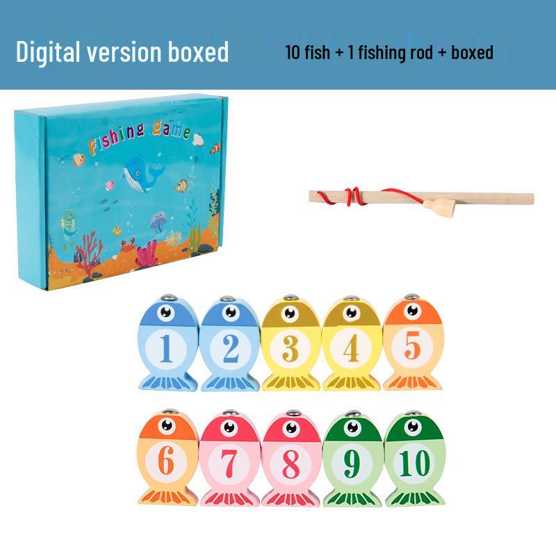 Cross-Border English Version Wooden Fishing Toy for Children's Early Education & Brain Development