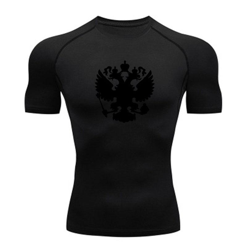 Men's Compression Workout Sports T-Shirt, Double Headed Eagl