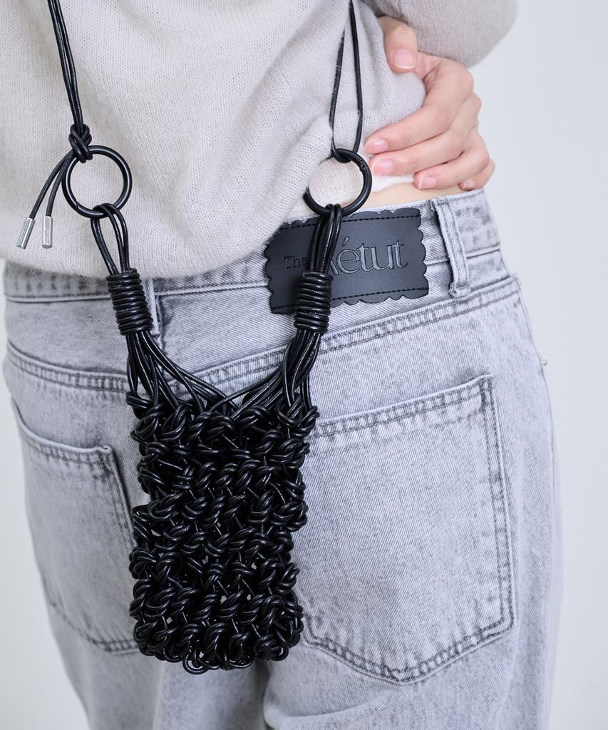 The Aétut Macrame Leather Mini Bag_Black