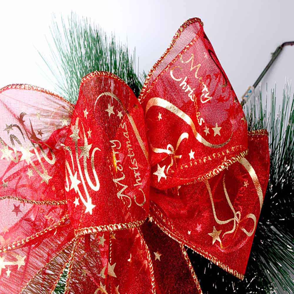 2M Weihnachtliches Rotes Band mit Merry Christmas Druck Gaze für Weihnachtsbaumdekoration Schleife Geschenkverpackungsdekoration Zubehör