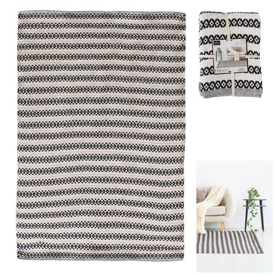 [R2489] - Βαμβακερό χαλί 'Boho' ναυτικό μπεζ - 170x120 εκ.