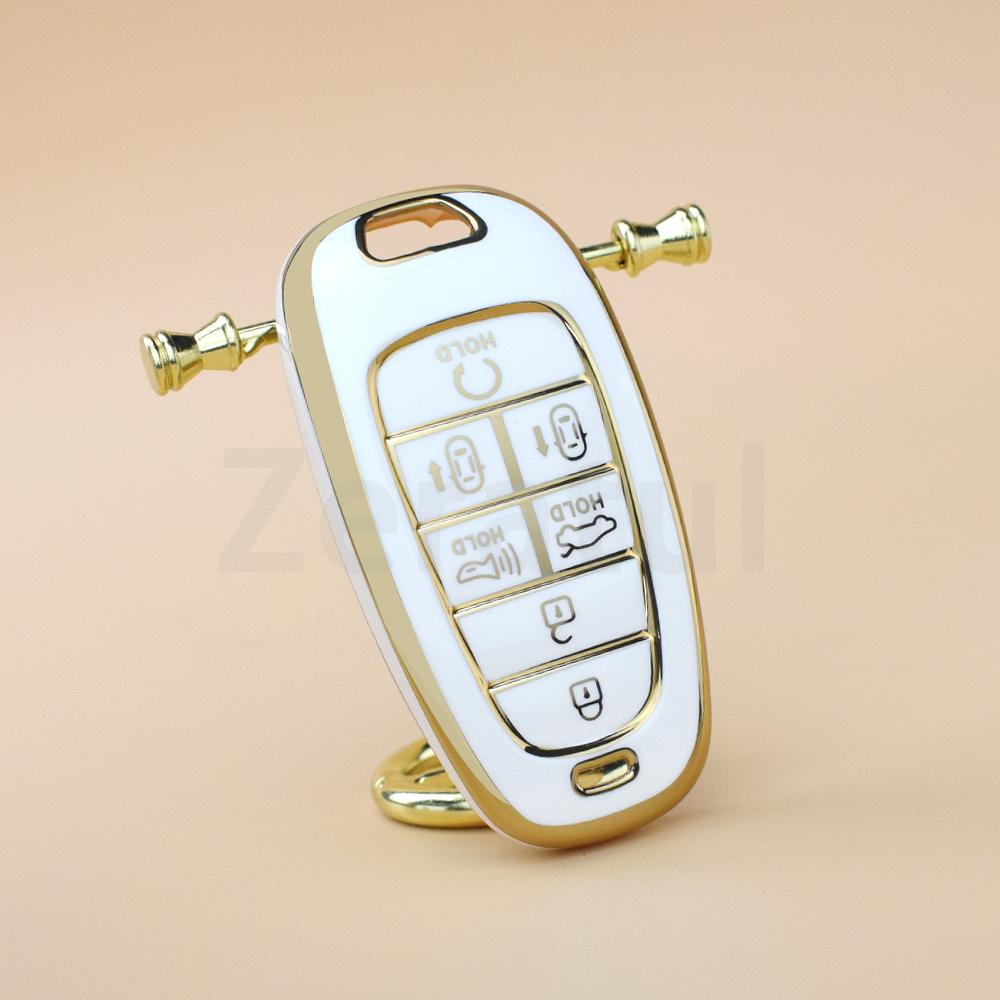 

7 Buttons Tpu Car Key Case Cover For Hyundai Tucson Sonata Grandeur Santa Fe Solaris Sonata Sel Ioniq 5 Nexo Nx4