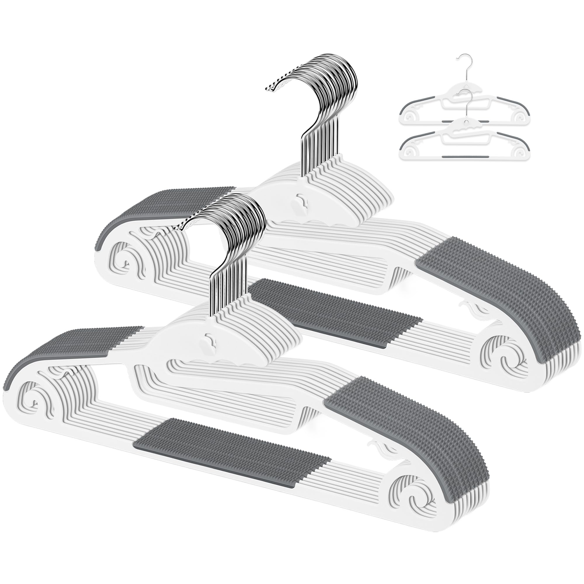 stretching of the TITIROBA Prevents collar stretching and with connecting Rotating Gray [Prevents neckline] Hangers, 20-pack, Non-slip, deformation, серый