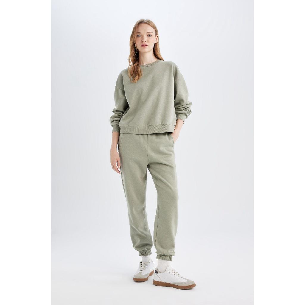 Normální střih Basic Silný fleece Uvnitř Crew Výstřih Pružný pas Bavlna Tepláková souprava D8022axns