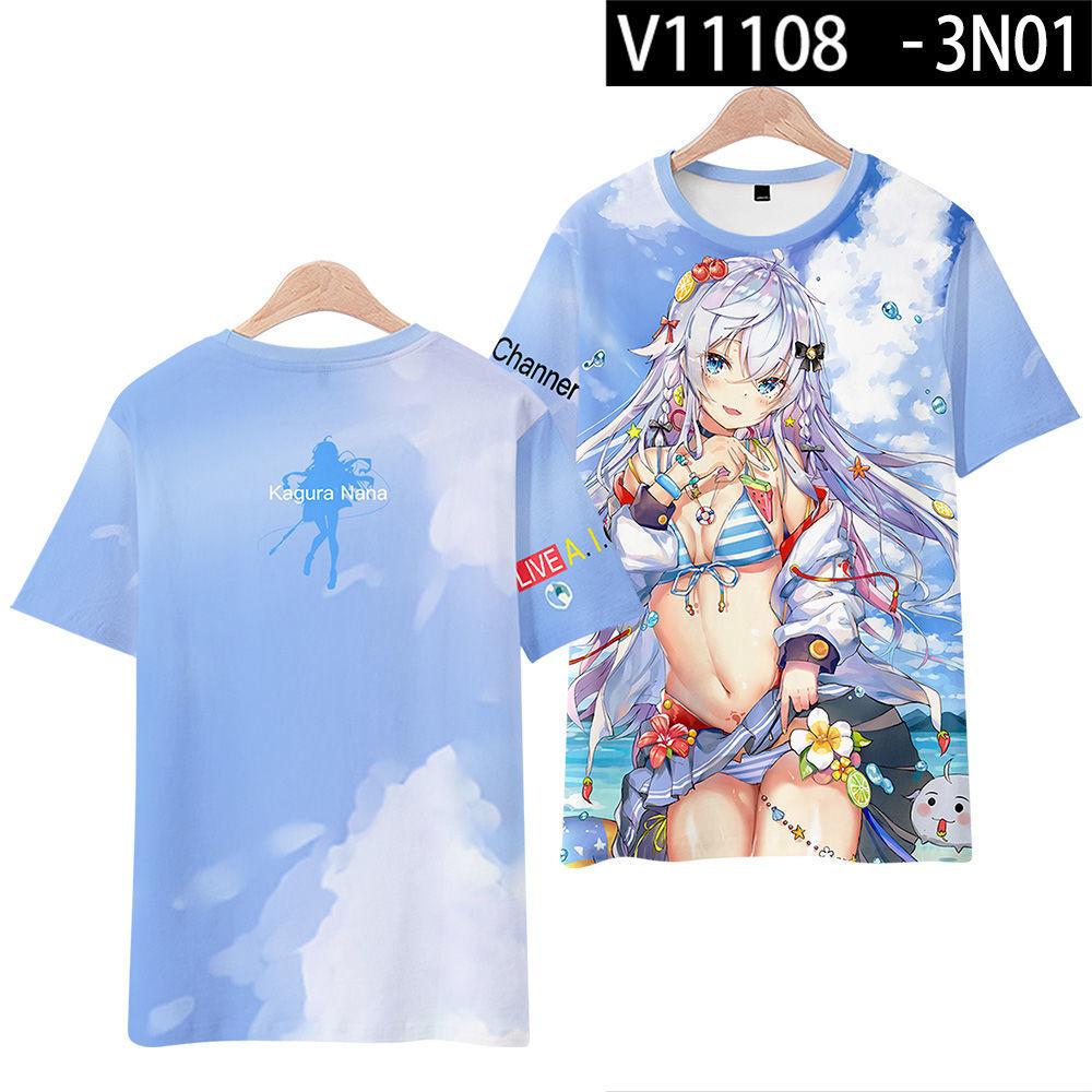 Hololive VTuber Nakiri Ayame Shirakami Fubuki T-shirts 3D Print Kid Anime Tee Men Women Short sleeve Top Harajuku O-Neck T shirt