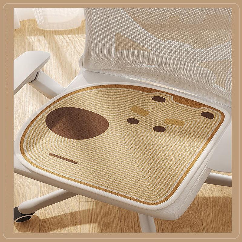 Cartoon Ice Silk Chair Sitting Cushion Pad Breathable Cool Feeling Office Sitting Chair Pad Stool Pad Soft Cool Mat Modern