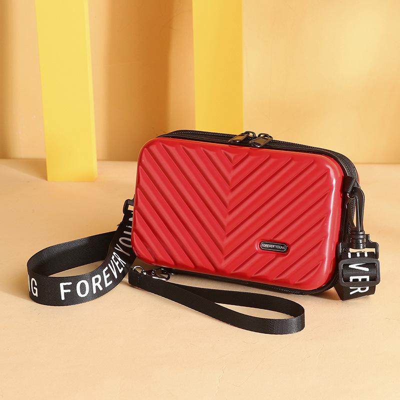 Mini-Kunststoff-Kosmetiktasche, Damen-Kofferform, Umhängetasche, PVC, kleine Umhängetasche, modische Reisetasche