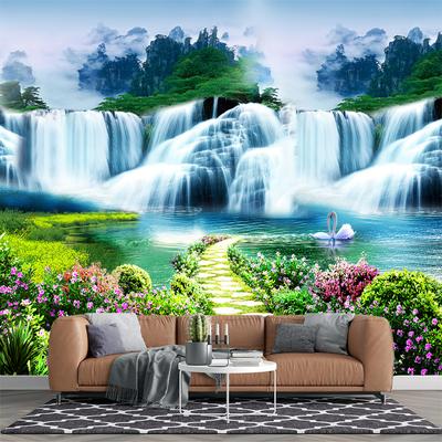 Papel Pintado Cascada Clásica Paisaje Natural Mural de Pared Cascada 3d Mural Pared Fondo Sofá Salón Decoración Hogar