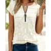 Women's Polo Shirt with Fashionable Zipper and Geometric Design, Suitable for Daily Casual Wear