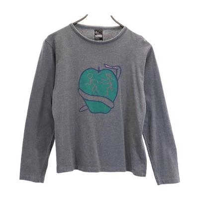 Apple Pattern Print Long Sleeve T-shirt 1 Gray Ron T Men's Used