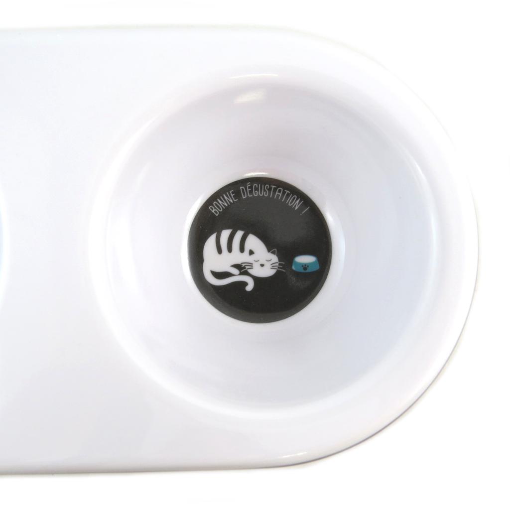 Les Trésors De Lily [Q0398] - Gamelle double 'Chats' (menu de luxe pour mon chat) - 24x5 cm