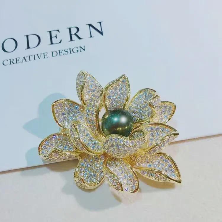 DIY Lotus Pearl Brooch Kit: Semi-Finished Corsage Pin with Needle for Women