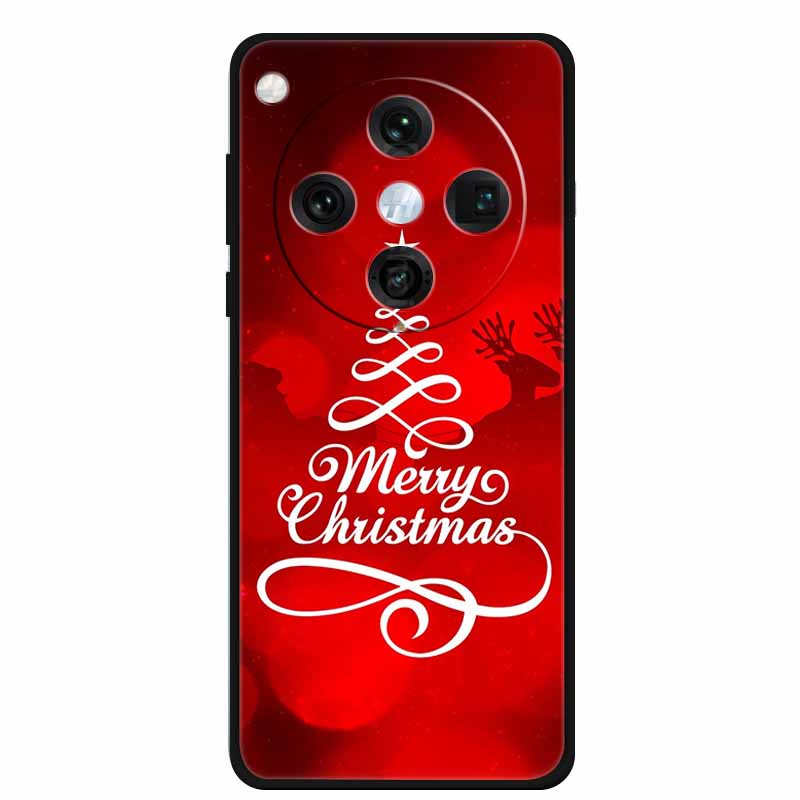 Christmas Cover For Oppo Find X8 Pro 5G 6.78"Black Silicone Cases TPU Santa Claus Christmas Tree Back Cover For Oppo Find X8 5G