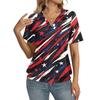 Women's Casual Short Sleeve Polo Shirt with Independence Day Star Print Collar Top Lightweight Summer Tee