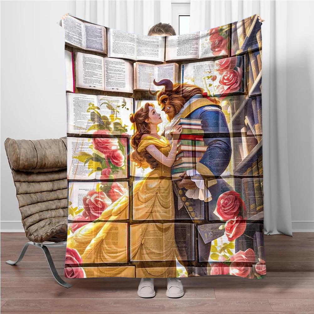Die Schöne und das Biest Weiche Flanelldecken Halten Warm Kuscheldecke Bequeme Decke für Picknick Betten Sofa Haus Schlafzimmer Geschenke 75x90cm