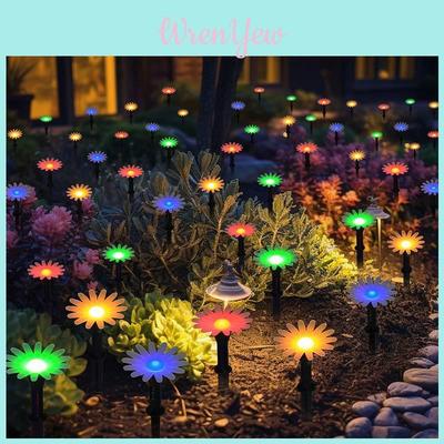 Solar Garden Flower Lamp With Led Light Waterproof For Landscape And Pathway Decoration