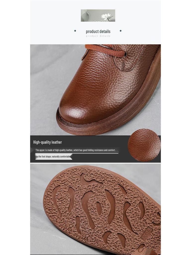 Retro Style Leather Ankle Boots for Wide Feet - Chunky Heel & Thick Sole