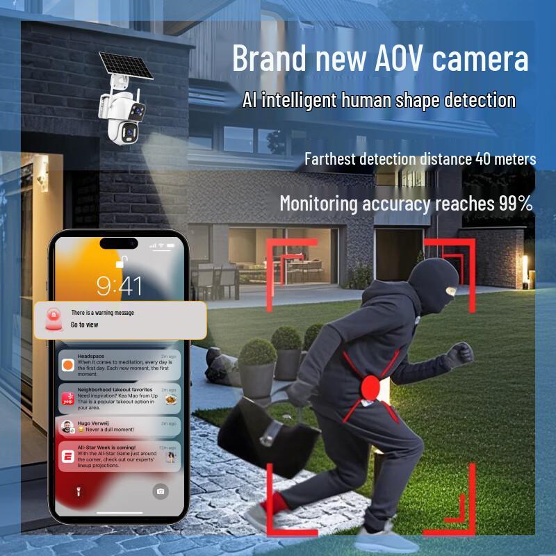 JXJ Solar Dual-Lens 2MP Full-Color Waterproof Security Camera