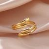 Simple Stainless Steel Gold Color Adjustable Opening Four-strand Open-ended Ring For Women Jewelry Finger Ring Wholesale
