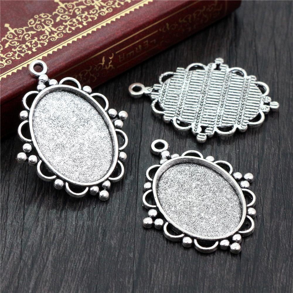 10pcs 18x25mm Inner Size 7 Colors Vintage Style Cameo Cabochon Base Setting Charms Pendant Necklace Findings