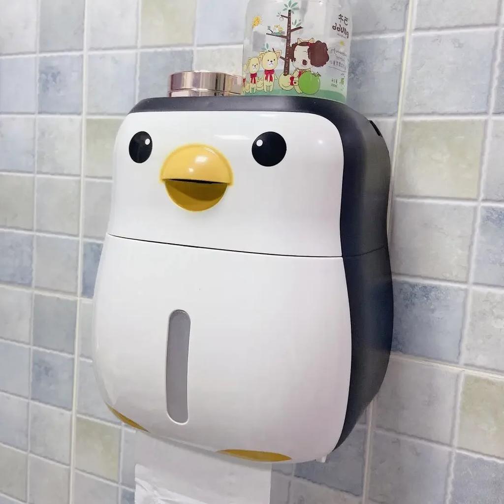 Kreativer Pinguin Toilettenpapierhalter Aufbewahrungsregal Ohne Bohren Wasserdicht Rollenpapier Papierbox Badezimmerzubehör