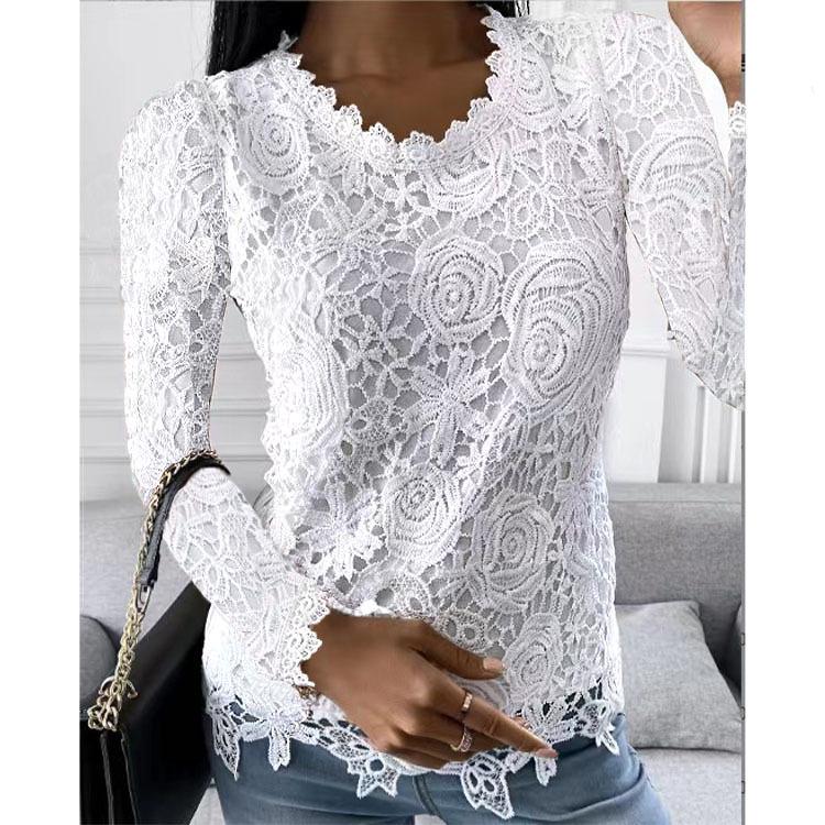 Women's European & American Lace Long-Sleeve Top for Autumn/Winter