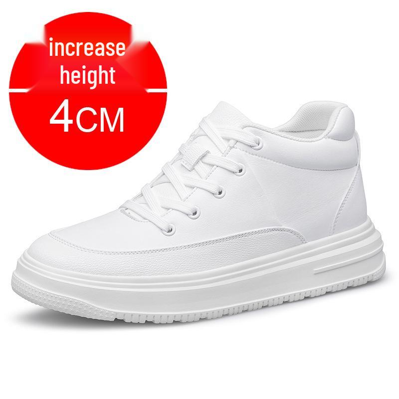 Men s 8cm Invisible Height-Increasing White Sneakers - Breathable, Trendy, Casual British Style