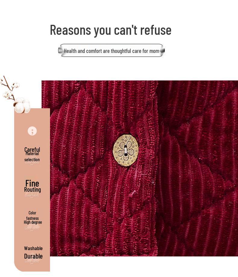 Plus Size Fleece-Lined Maternity Winter Pajama Set for Middle-Aged and Elderly Women