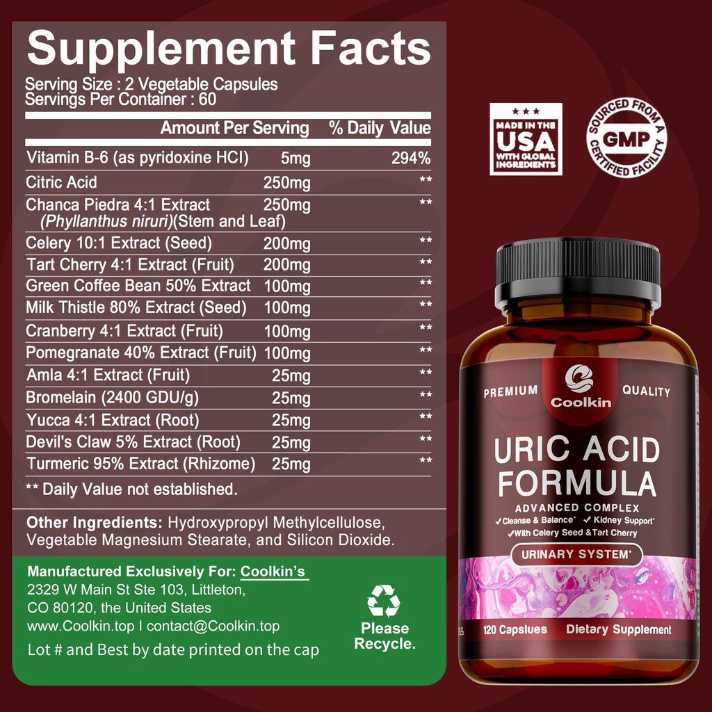 Uric Acid Formula-Tart Cherry, Milk Thistle,Cranberry