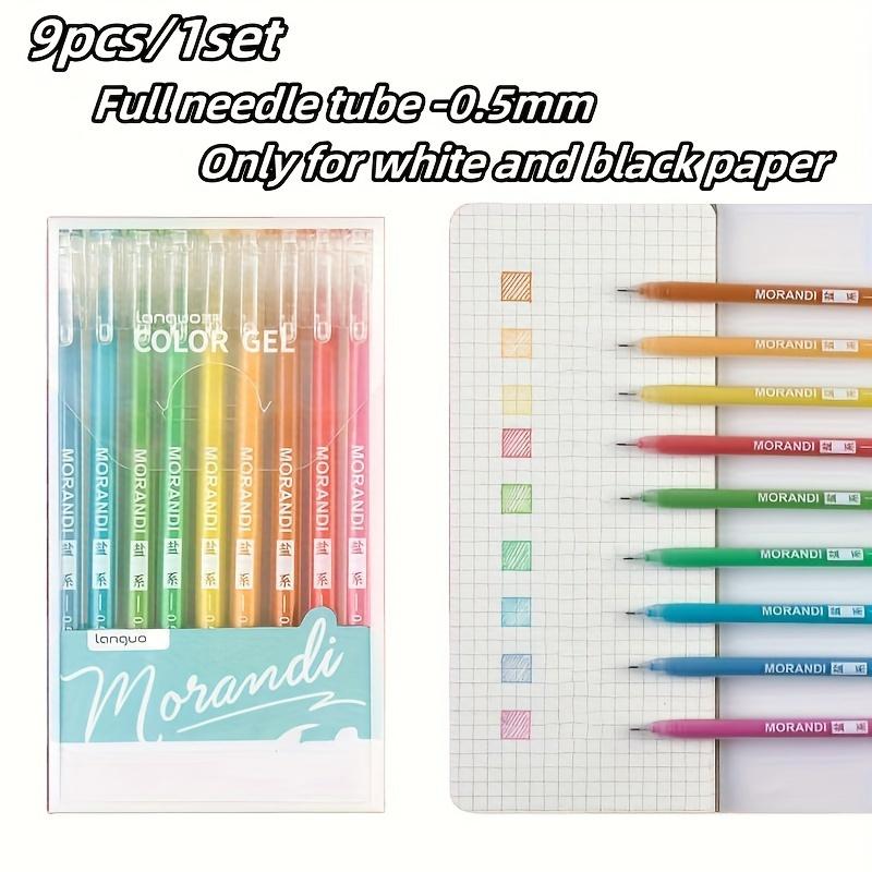 9pcs/set of Retro Morandi Gel Pens 0.6mm School Office Adult Color Books Periodical Drawing Color Graffiti Art Mark Gel Ink Pen