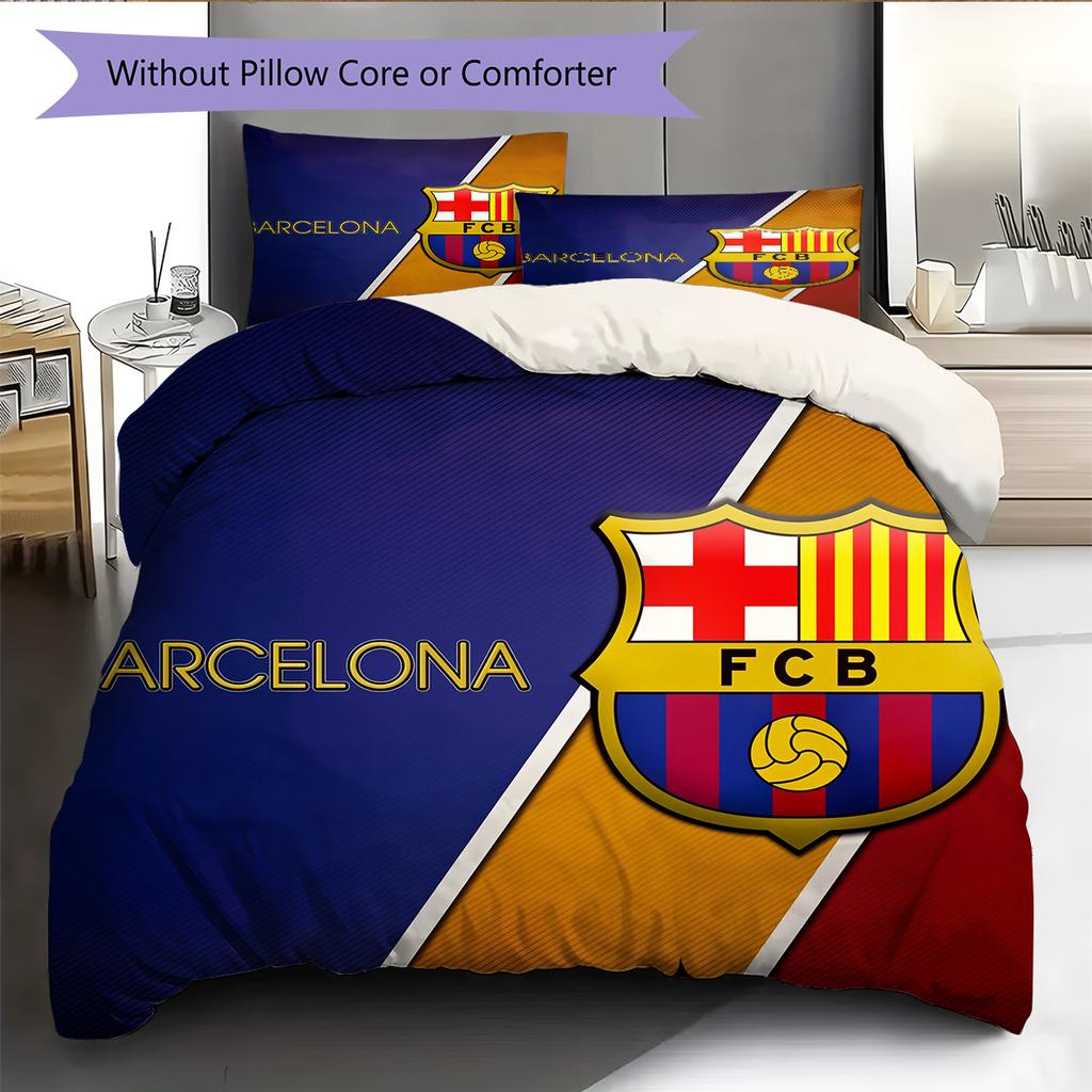 Povlečení s motivem FC Barcelona Domácí dekorace Narozeninový dárek (1 * povlak na přikrývku + 2 * povlak na polštář, bez výplně)