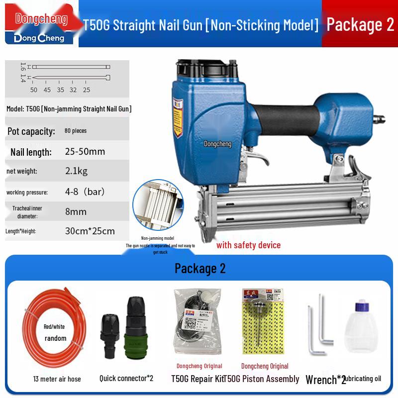 Dongcheng Pneumatic Nail Gun - F30 Woodworking Mosquito, Steel, and T50 Strip Nailer Stapler