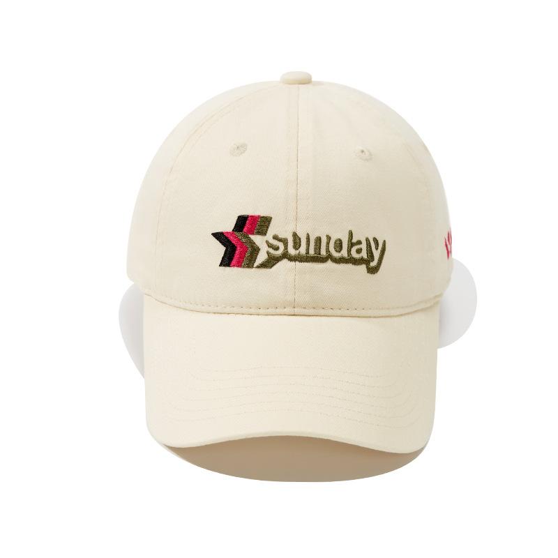 Tide Brand Color Matching Embroidery Baseball Hat Men's Wide Brim Modified Face Cap Outdoor Sunshade Versatile