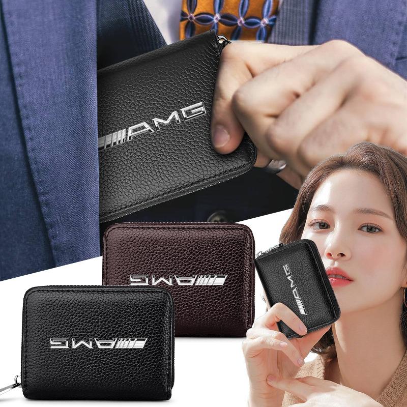 Genuine Leather Car Drivers License ID Card Passport Card Wallet For Mercedes Benz AMG W212 W205 W246 W177 W176 W213 GLC GLE GLS ML Welcome Laser Lamp