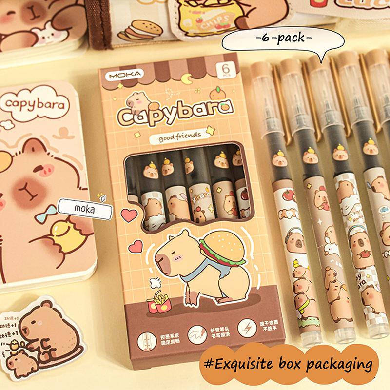 6 Unidades Caneta Esferográfica Líquida Reta Capivara Caneta Neutra Artigos de Papelaria para Escrita