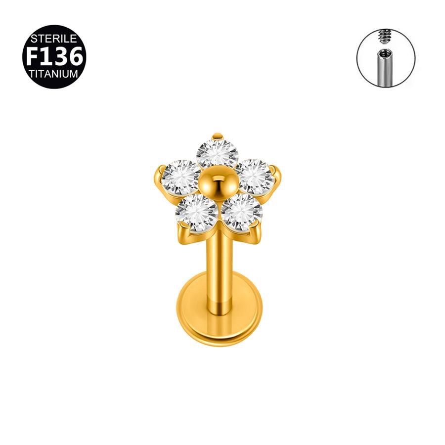 Titanium Alloy Zirconia Flower Labret Lip & Ear Stud