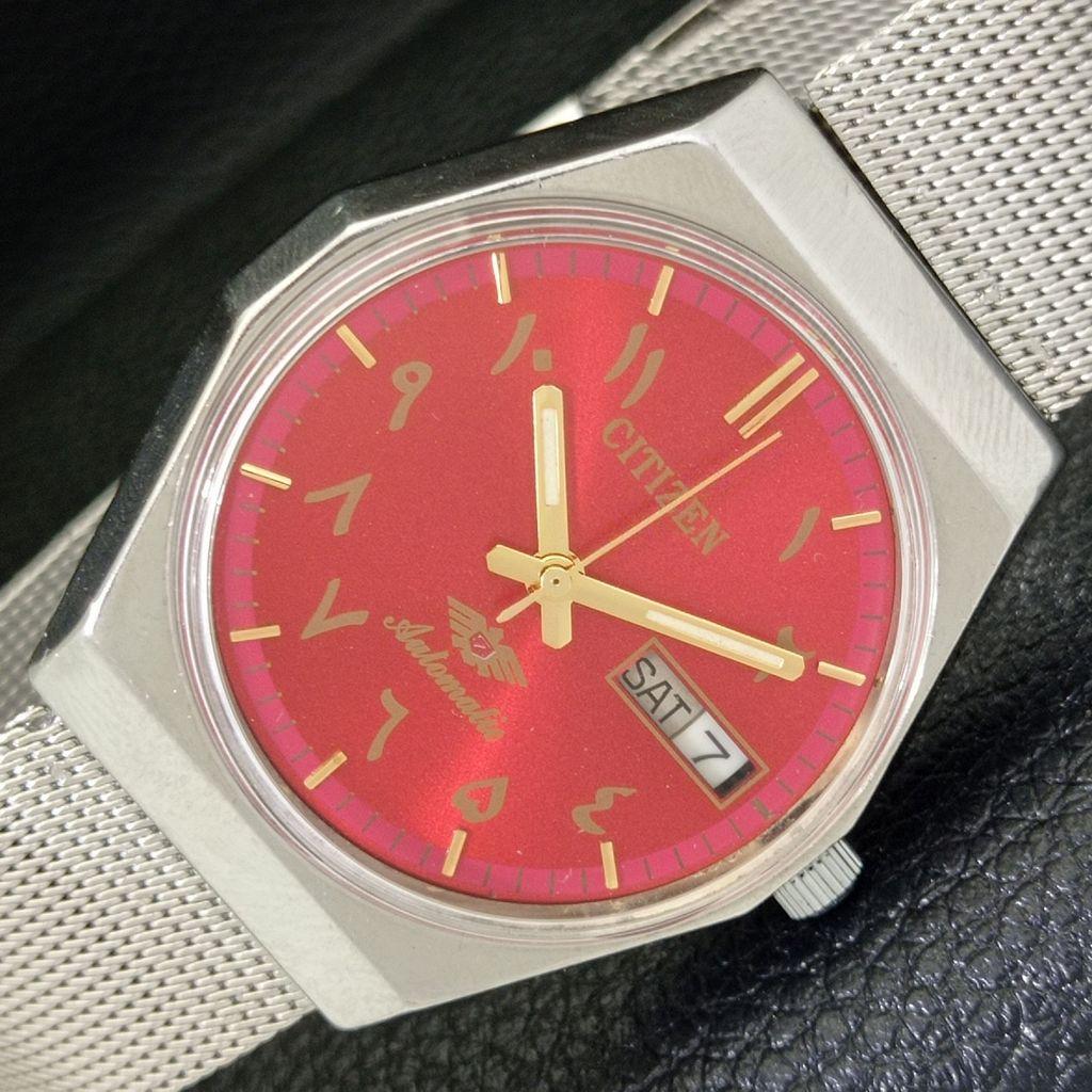 

Б/у винтажные мужские часы Citizen Automatic 8200 из Японии с арабским красным циферблатом a434864-2 R123-a434864