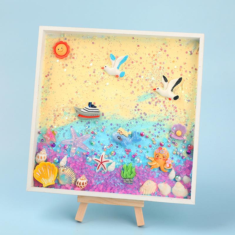 Children's DIY Ocean Texture Photo Frame Painting Kit – Creative Educational Craft for Girls