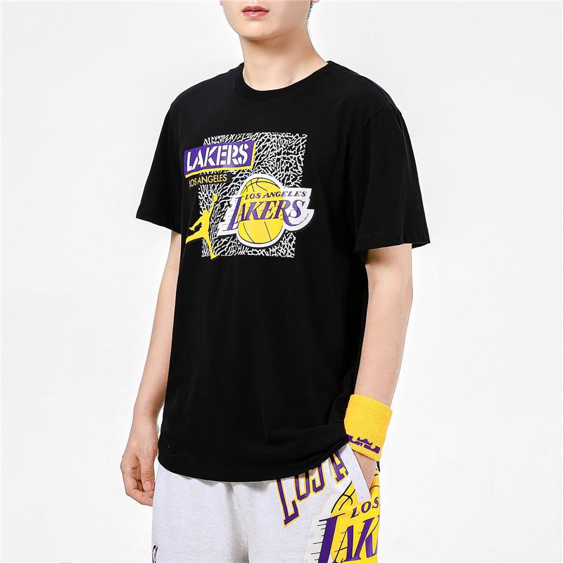 Jordan Dri-Fit NBA Los Angeles Lakers Printed Basketball Sports Training Fitness Breathable Casual Crew Neck Short Sleeve T-Shirt Men Tops DA6629-010